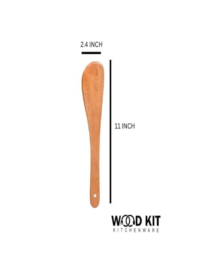 Woodkit Pure Neem Wood Spatula Set for Cooking | Dosa Spatula Set | Wooden Spatula for Serving,Mixing,Flipping | Naturally Antimicrobial and Non Stick - Neem Wood Flip & Serve Set of 3 - Image 4